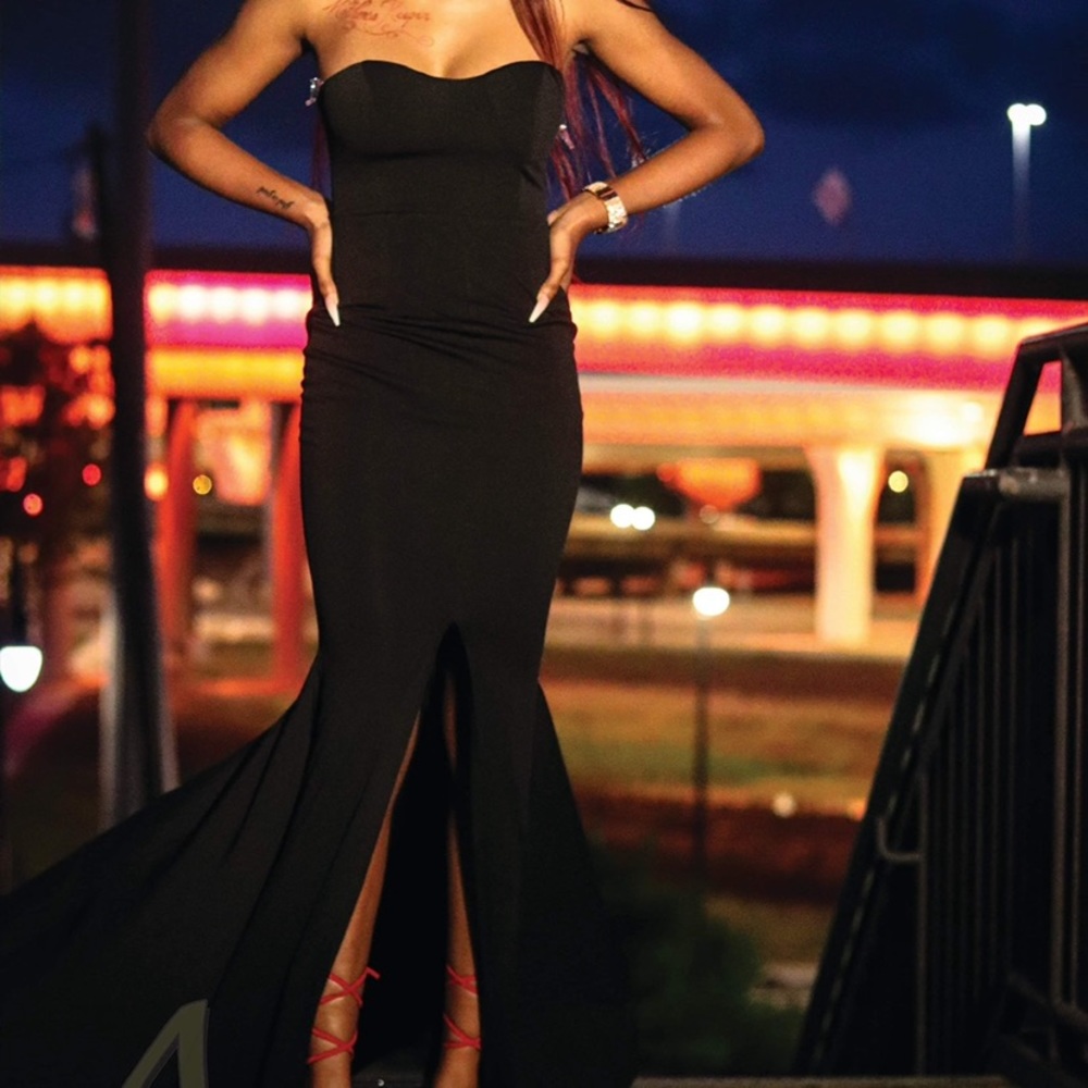 SHEIN black long split dress